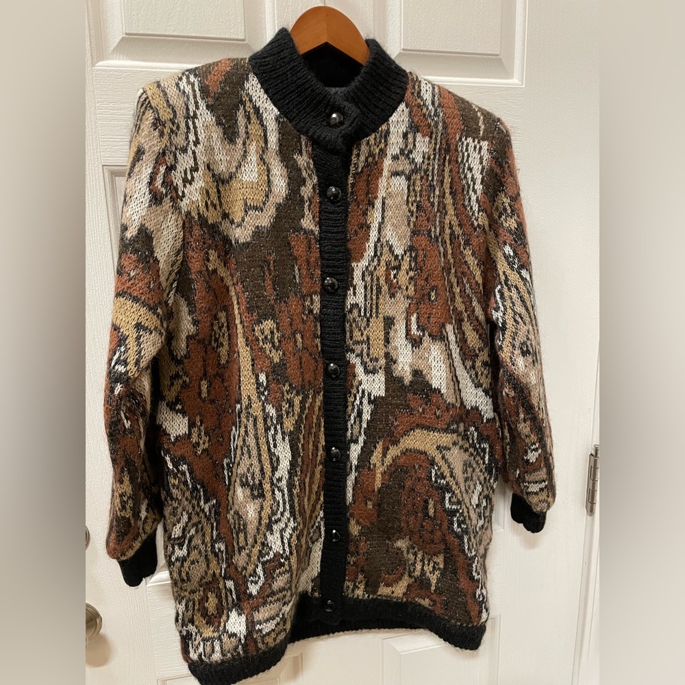 Rochelle California Vintage Sweater Jacket Size M Acrylic Mohair Lurex Blend.